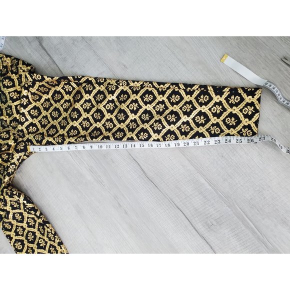 Old Navy Womens Pixie Black & Gold Print Dress Pants Mid rise, Size 4, 28"× 26" - Picture 10 of 10